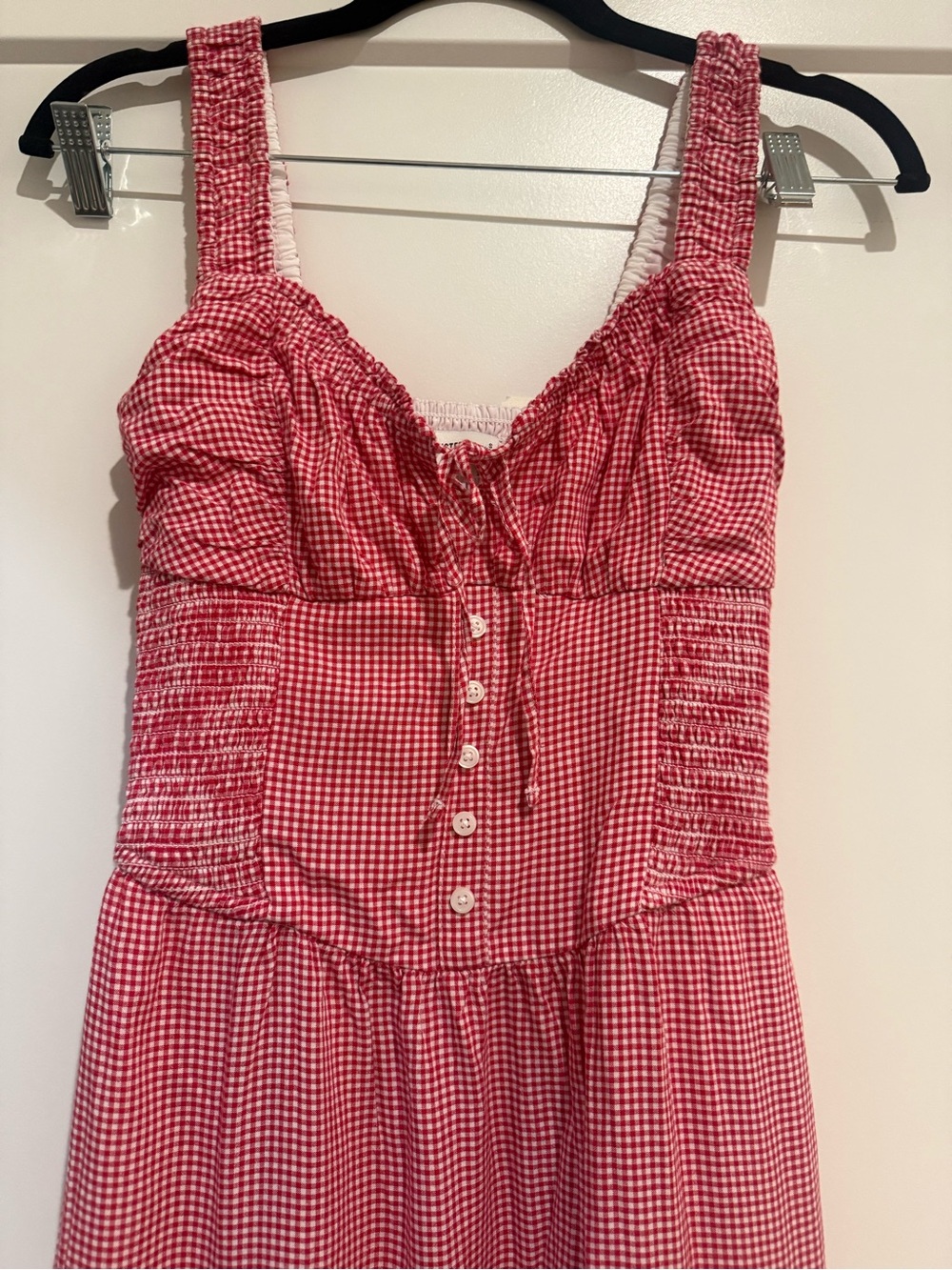 Hollister Red Gingham Maxi Dress with Button Front - Picture 4 of 7
